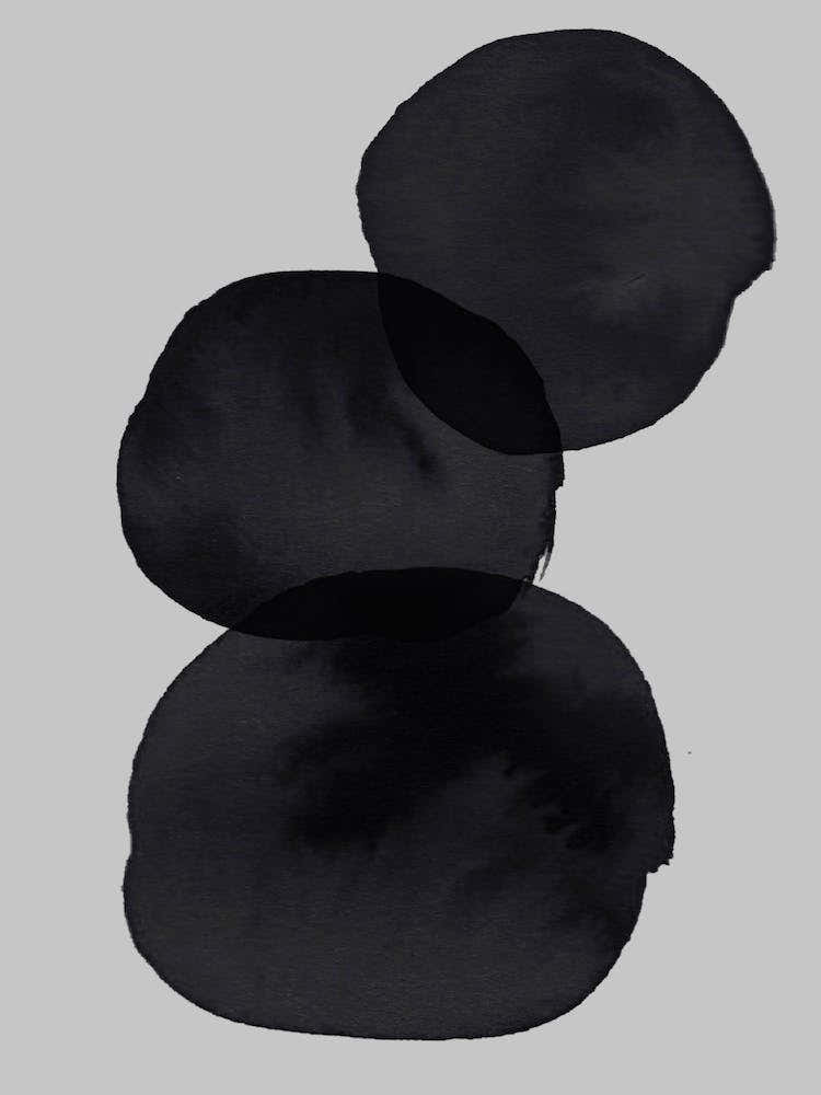 Grey And Black Stacked Stones Watercolour Abstract
