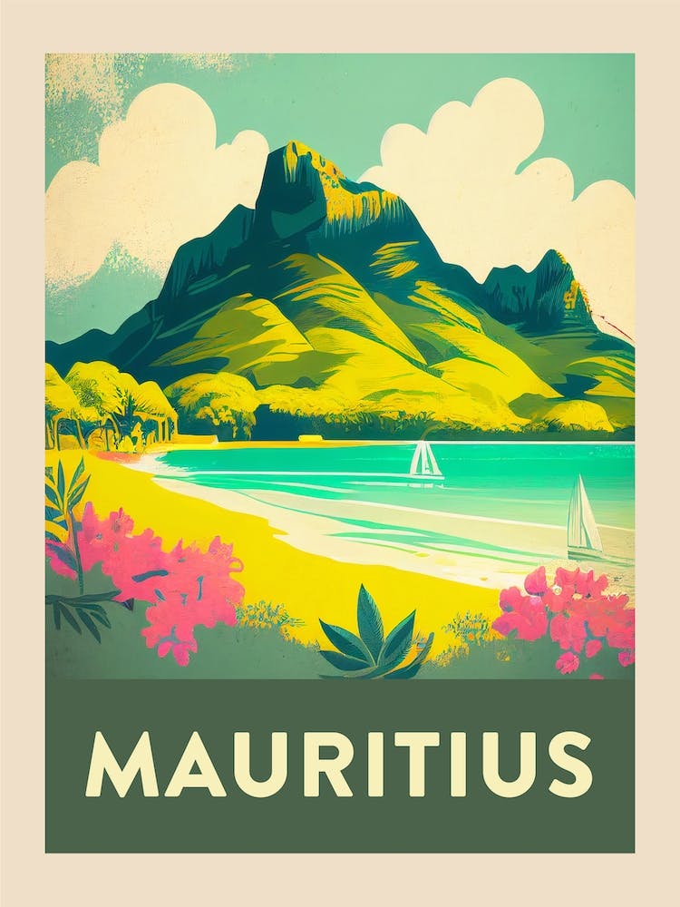 Mauritius Vintage Travel Poster