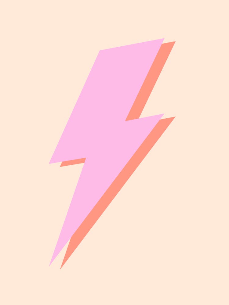 Thunderbolt (Peach Tone), cool, funky, pink, preppy, lighting, aesthetic, groovy, funky, pop, art, minimal, modern, illustration, vintage, retro, thunder