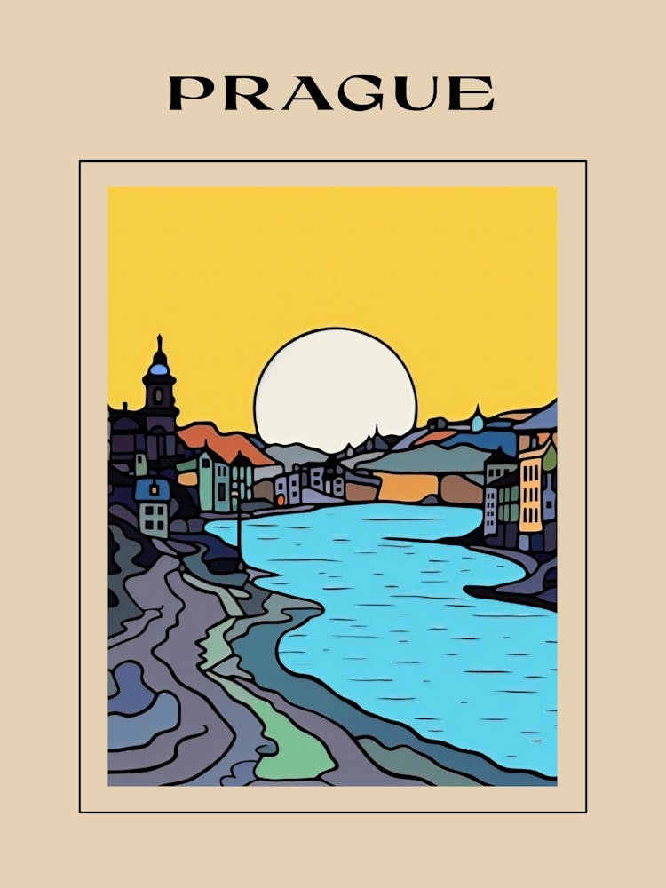 Minimal Design Style Of Prague, Czech Republic4 Poster