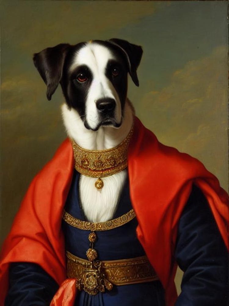 Anatolian Shepherd Dog Renaissance Portrait Oil Painting