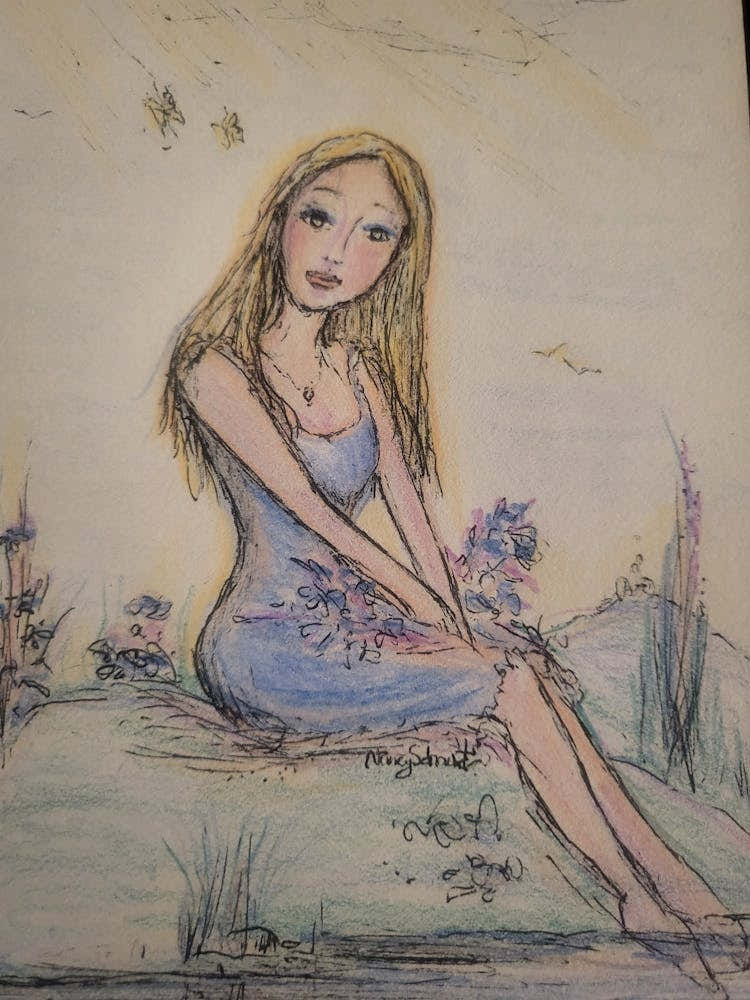 Girl In A Blue Dress