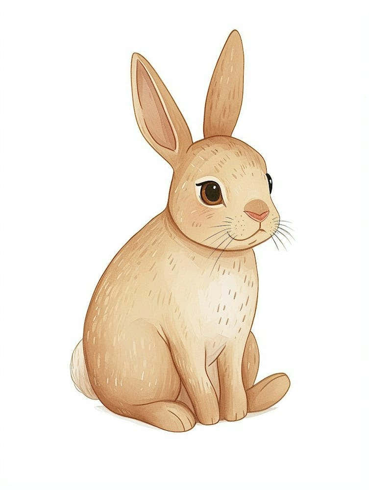 Tan Rabbit Kids Illustration 3