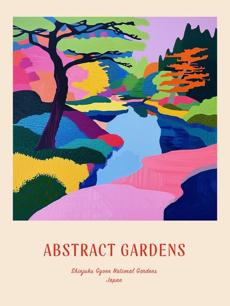 Colourful Gardens Shinjuku Gyoen National Gardens Japan 1 Red Poster
