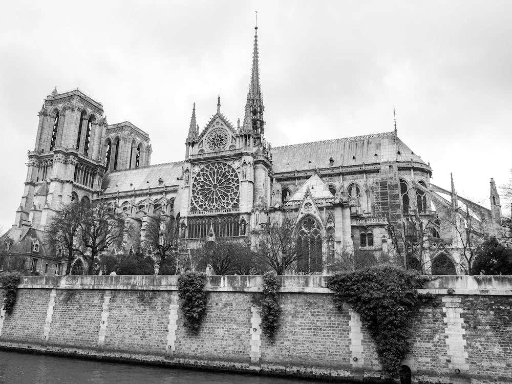 Black And White Cathedral Notre Dame De Paris