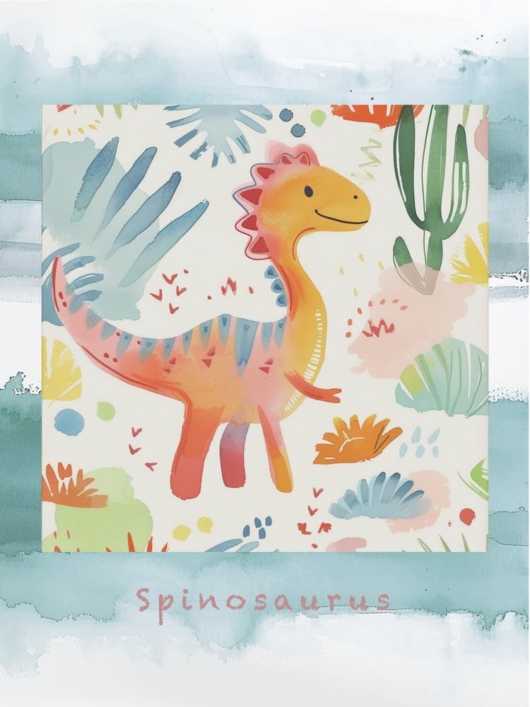 Cute Spinosaurus Dinosaur Watercolour Style 4 Poster