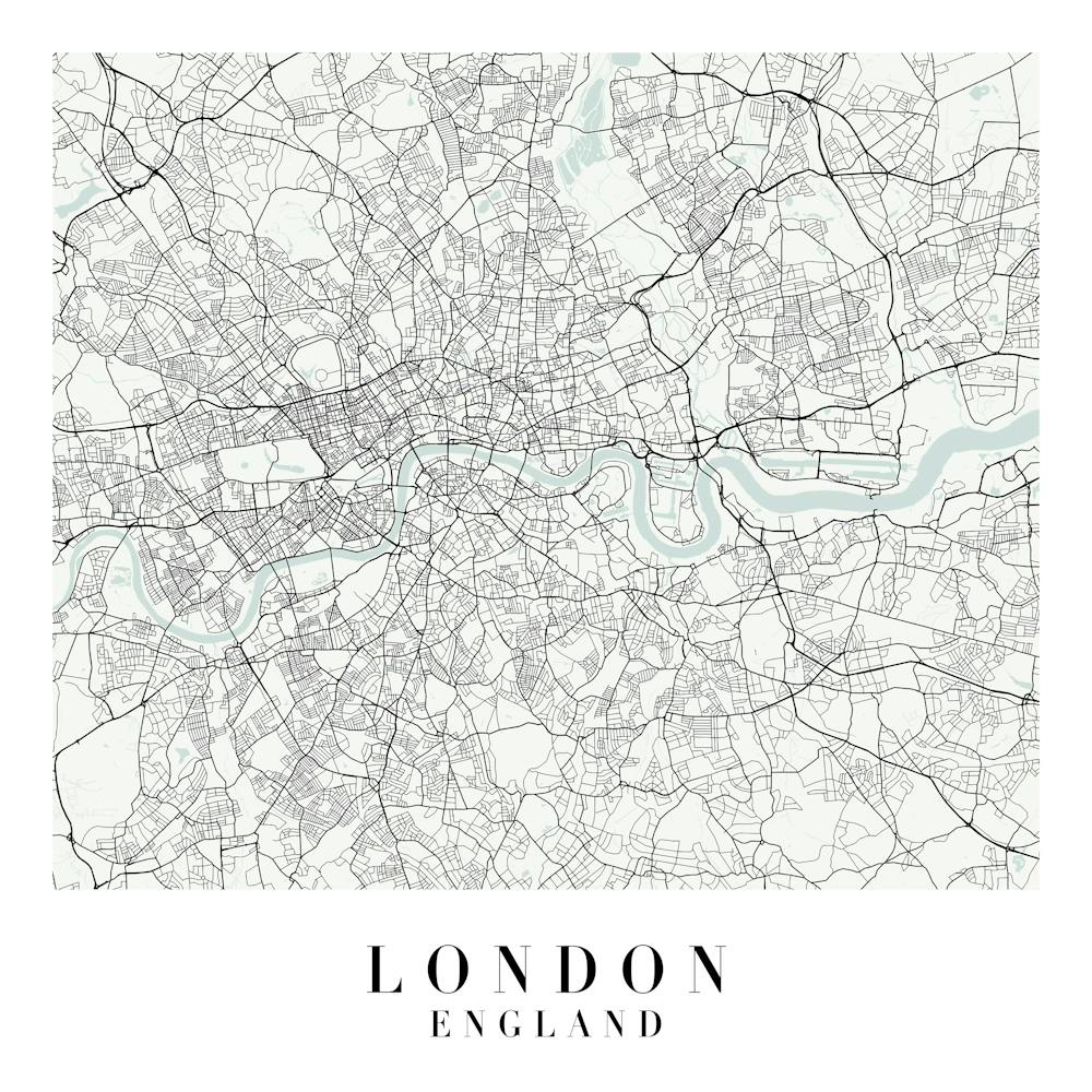 London England Street Map Minimal Color Square