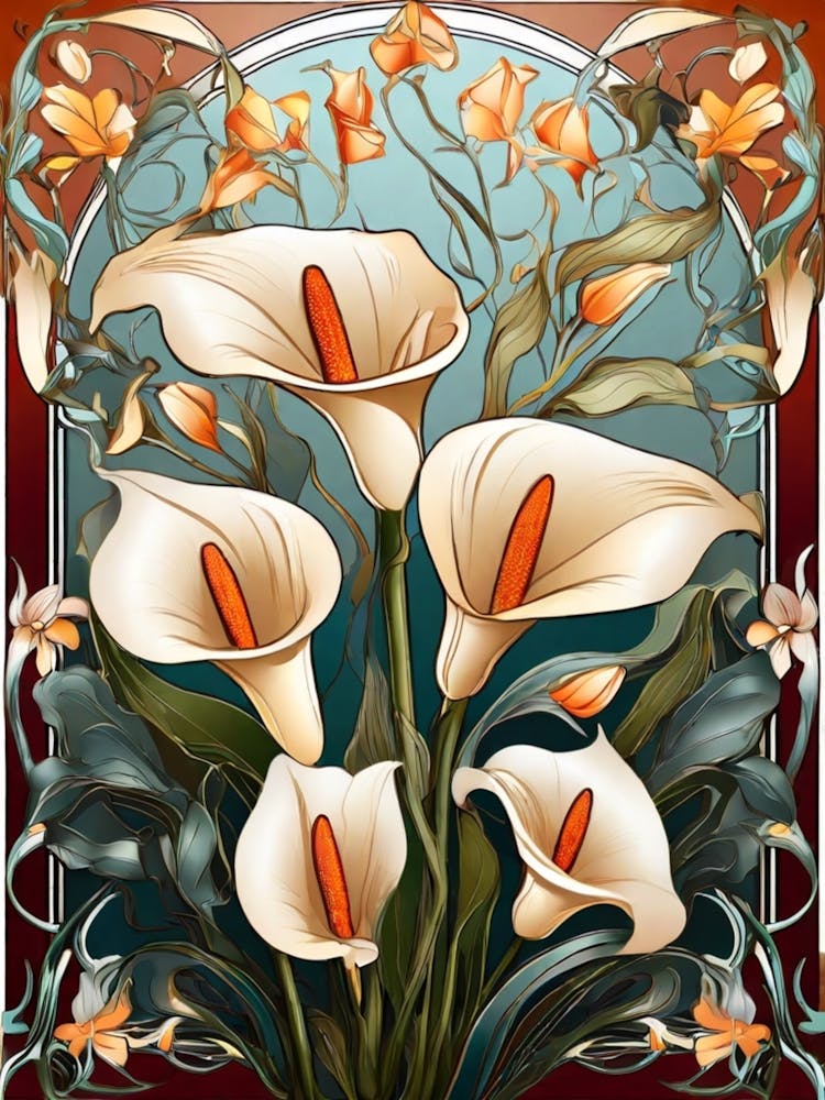 Default Stylized Colorful Design Of Arum Lilies In Art Nouveau 1 (2)