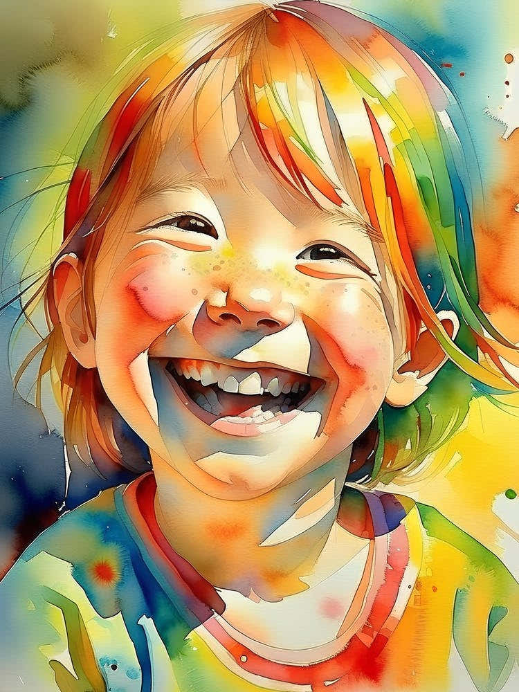 watercolor portrait of a joyful child 2