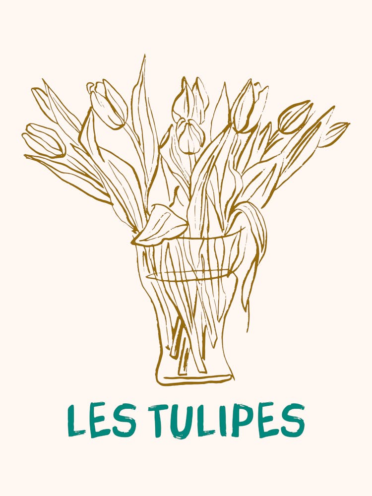 Les Tulipes Flower Vase Hand Drawn