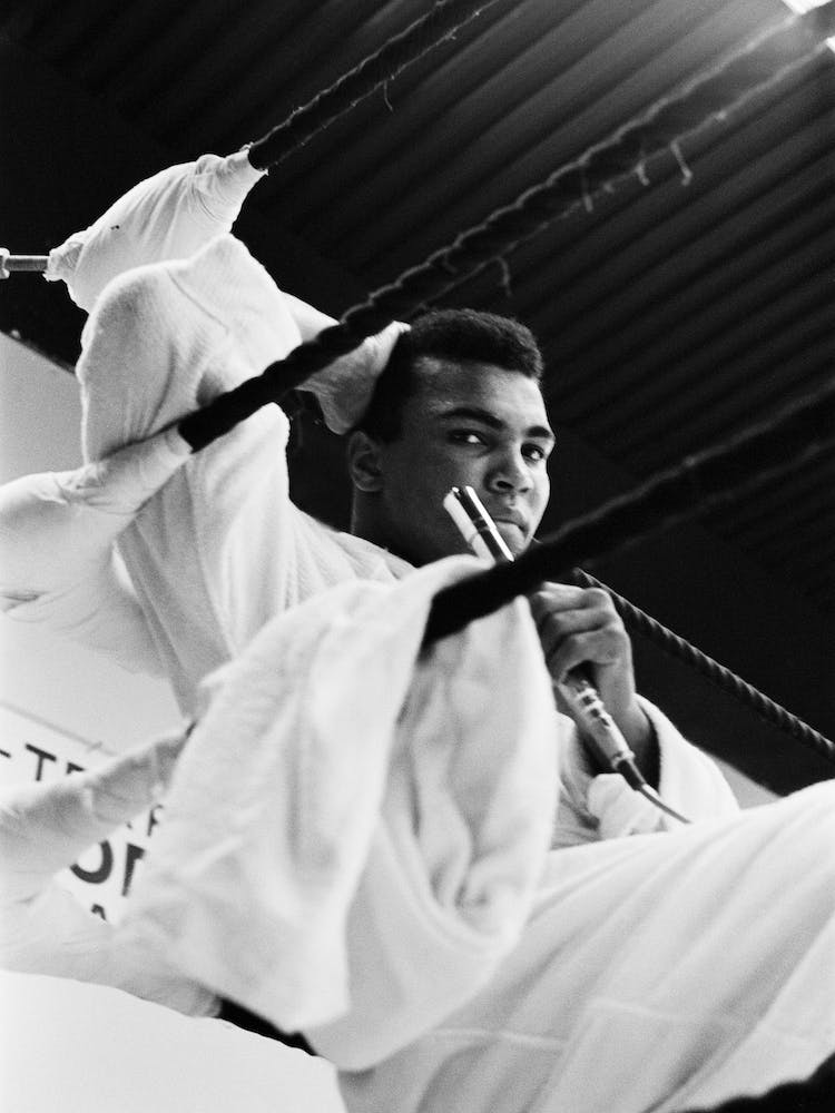 Muhammad Ali Taking To The Press During Training 1st February 1967