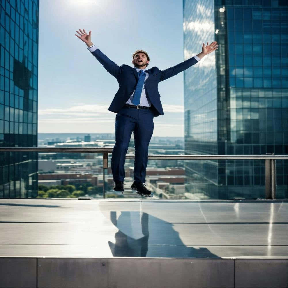 Businessman Jumping In The Sky