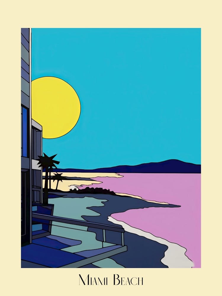 Poster Of Minimal Design Style Of Miami Beach, Usa 1