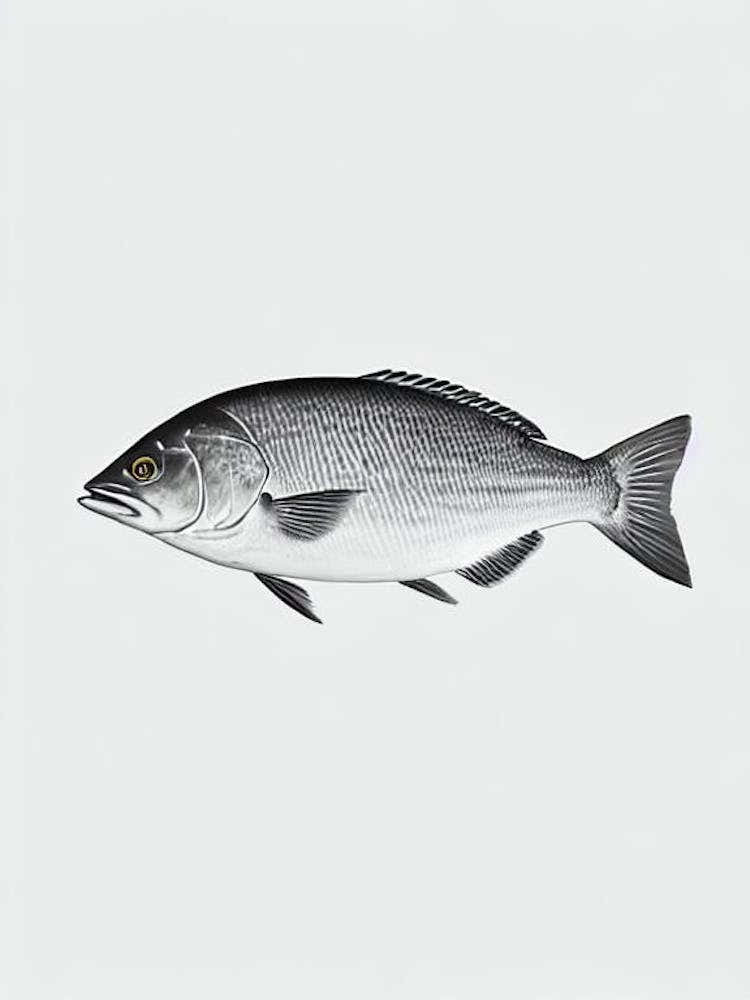 Yellowtail Snapper Black & White Drawing