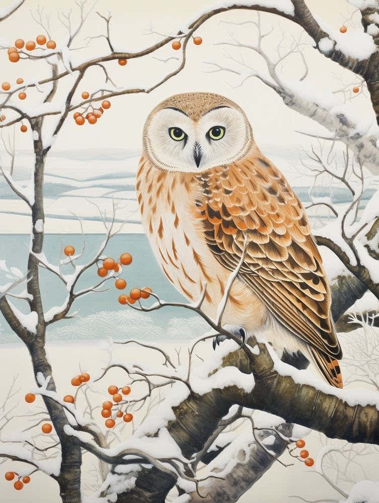 Winter Bird Painting Owl 1
