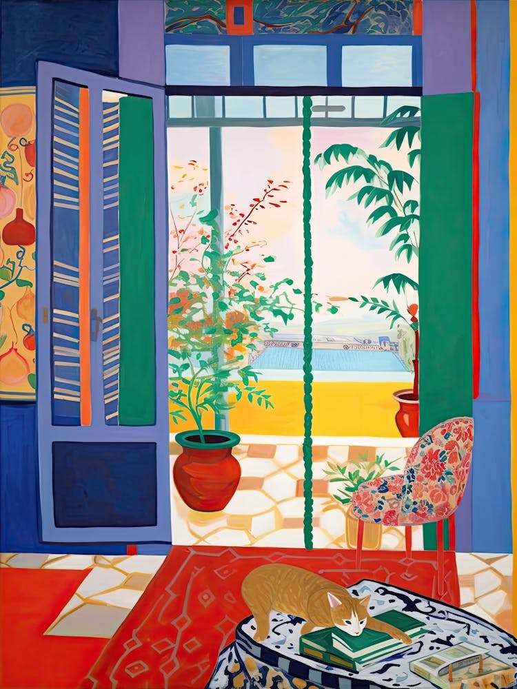 Open Window With Cat Matisse Style Tokyo Japan 4