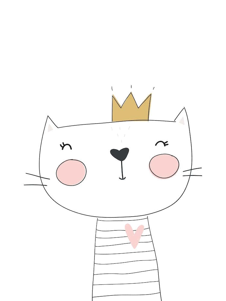 Cute White Cat with Crown