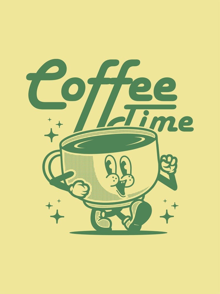 Retro Poster Funky Wall Art Retro Wall Decor Groovy Poster Trendy Wall Art Retro Groovy Print Coffee Time Retro Art