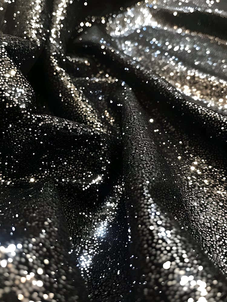Black And Silver Glitter Fabric