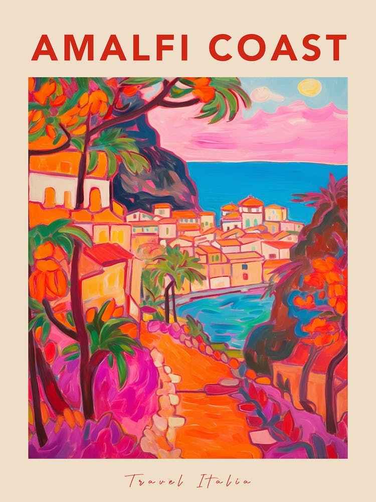 Amalfi Coast Italia Travel Poster