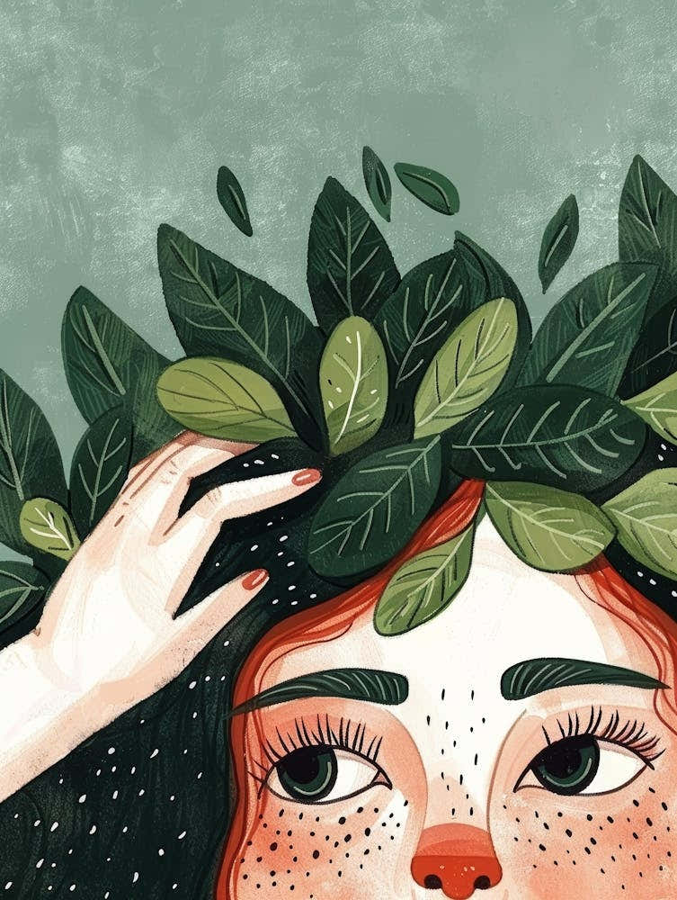 Illustration Of A Girl With Leaves On Her Head 2