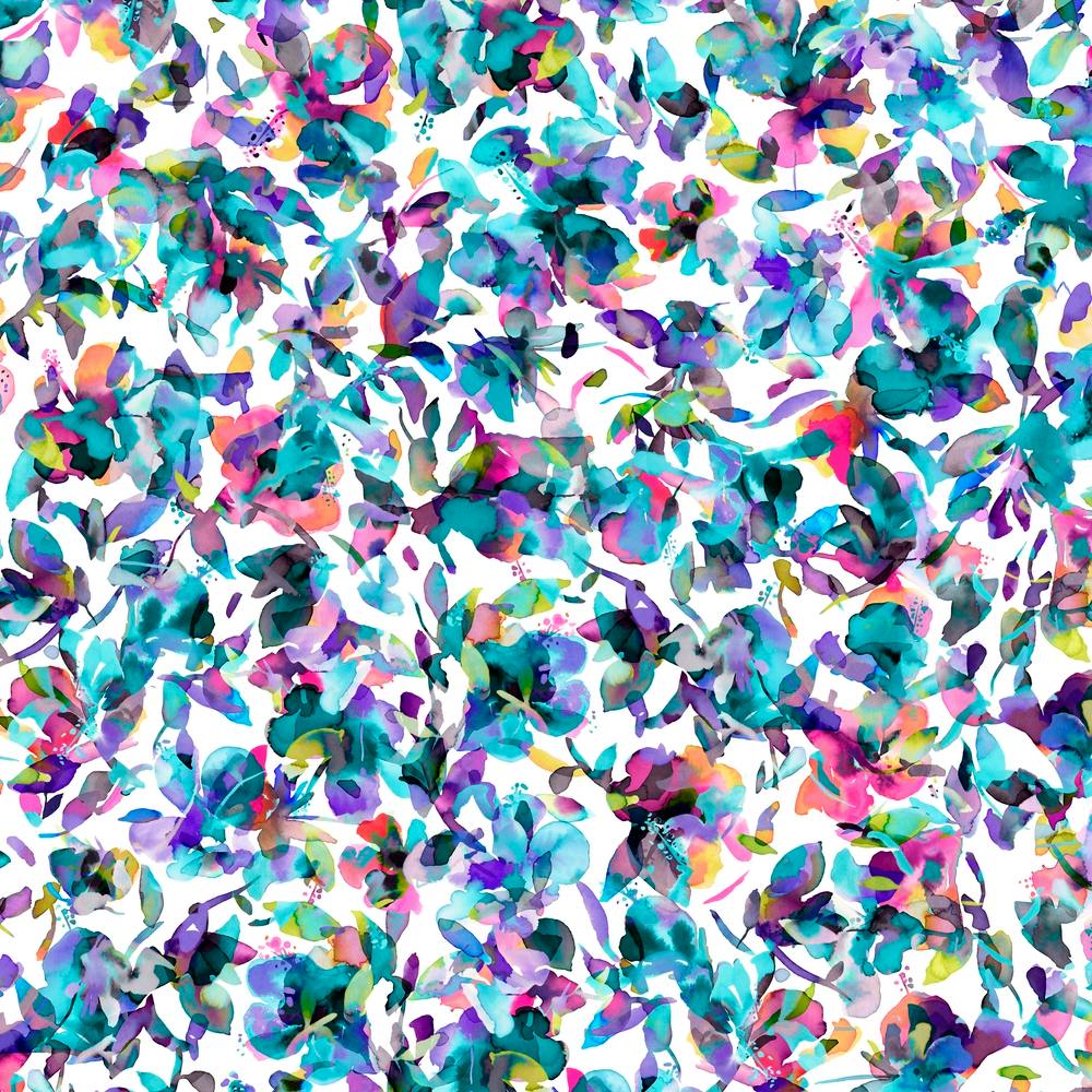 Aquatic Flowers Blue Square