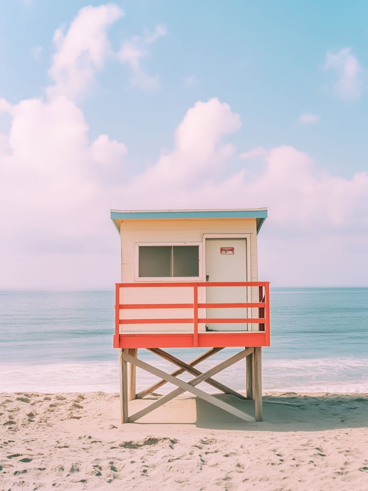 Lifeguard Tower On The Beach in Pastel Tones