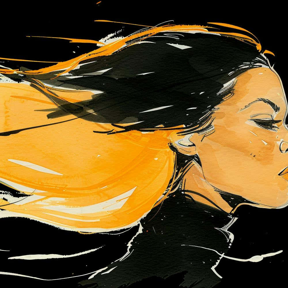 Woman With Hair Flying In The Wind