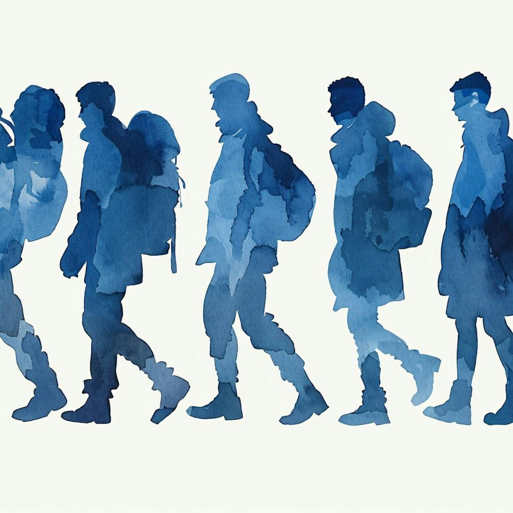 Silhouettes Of People Walking