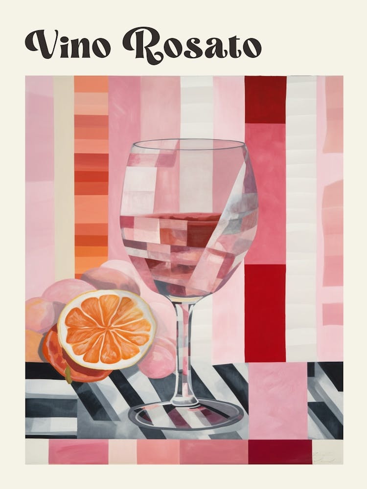 Vino Rosato Retro Italian Wine Poster