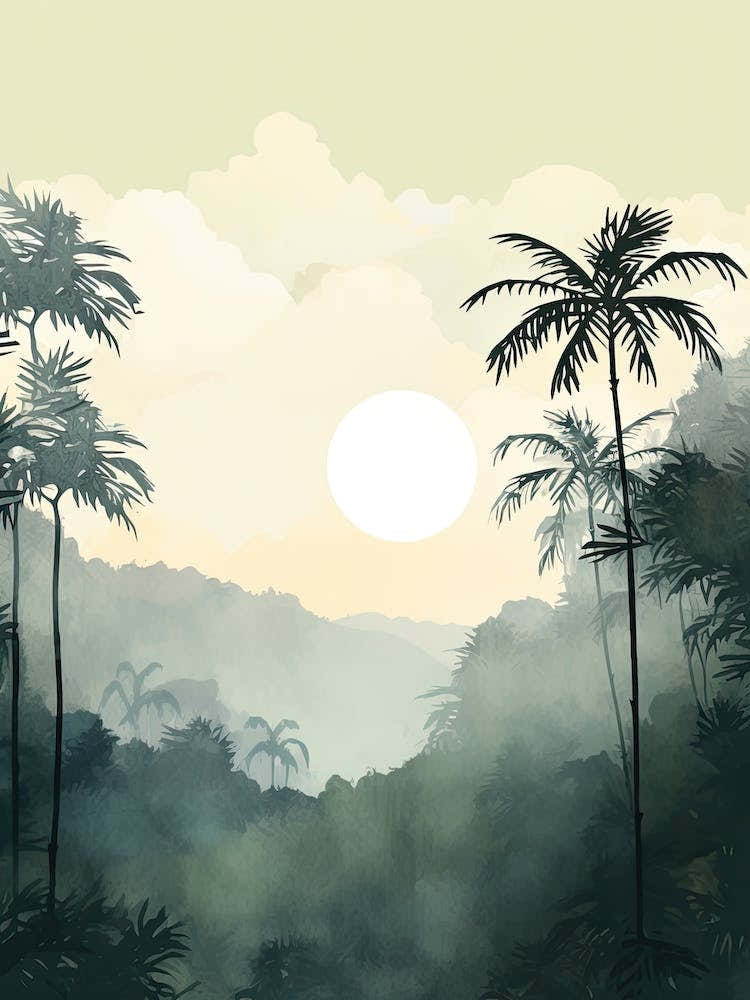 Watercolour Of El Yunque National Forest   Puerto Rico Usa 0