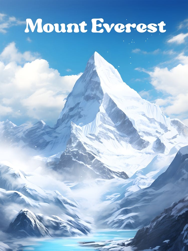 Mount Everest Winter Modern Travel Illustration