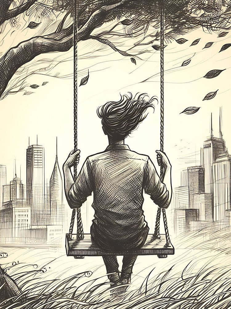 Moody Man on Swing Sketch 2