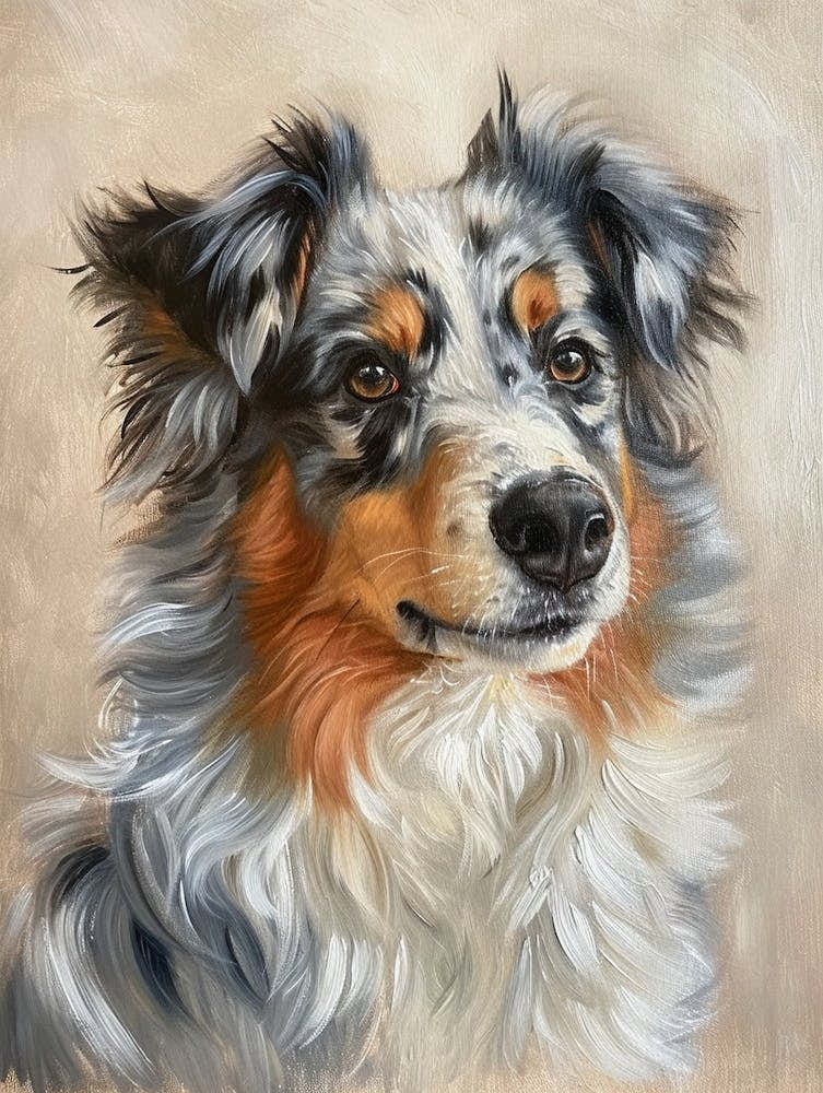 Australian Shepherd Acrylic Painting 3