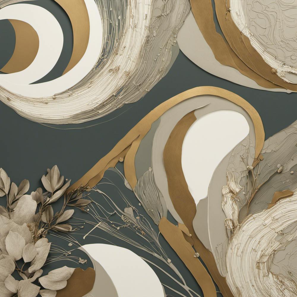 Abstract Gold And White Painting