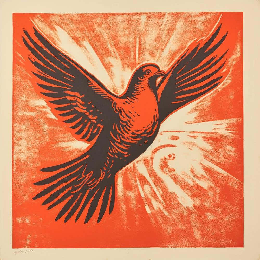 Retro Bird Lithograph Dove 3