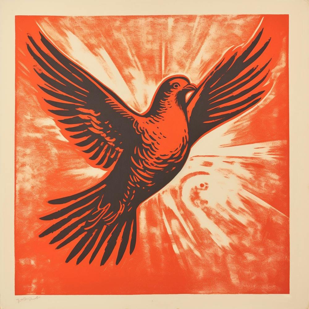Retro Bird Lithograph Dove 3