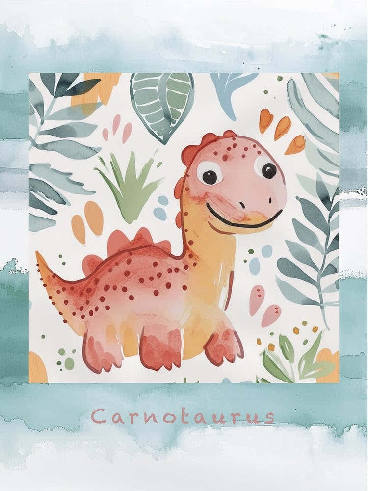 Cute Muted Pastels Carnotaurus Dinosaur 1 Poster