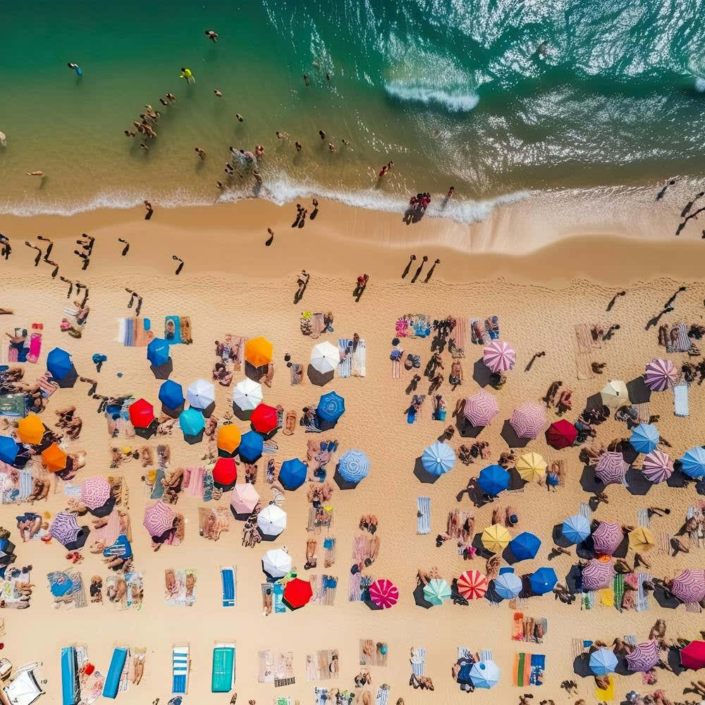 Aerial View Beach Umbrellas Summer Photography