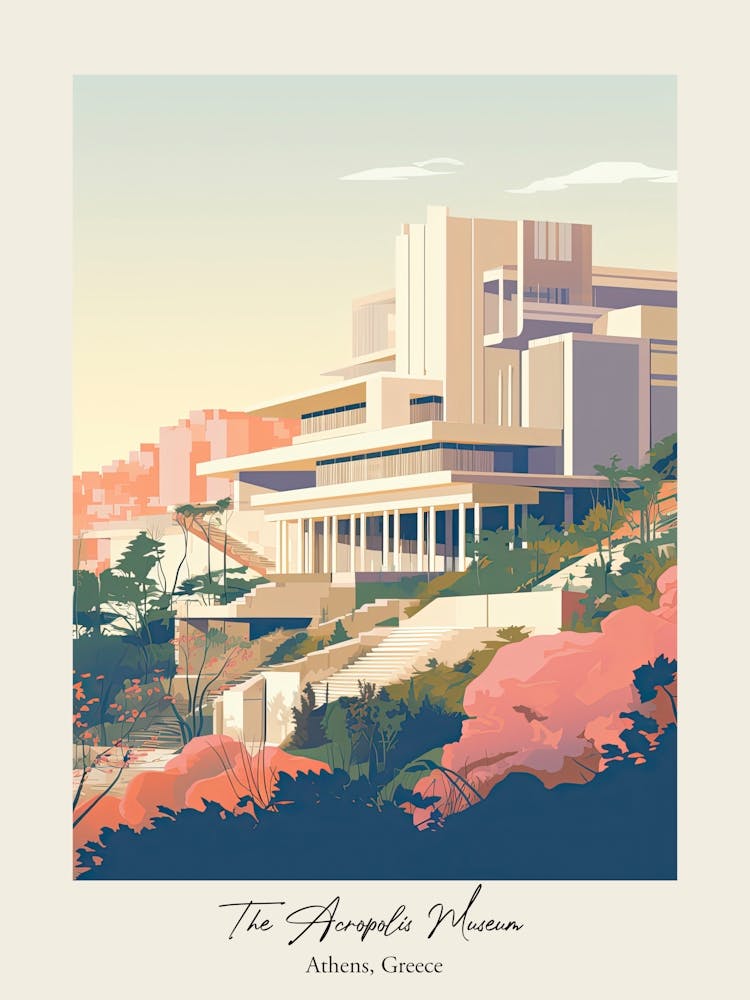 The Acropolis Museum   Athens, Greece   Cute Botanical Illustration Travel 2 Poster