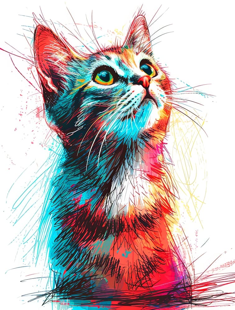 Colorful Cat Painting