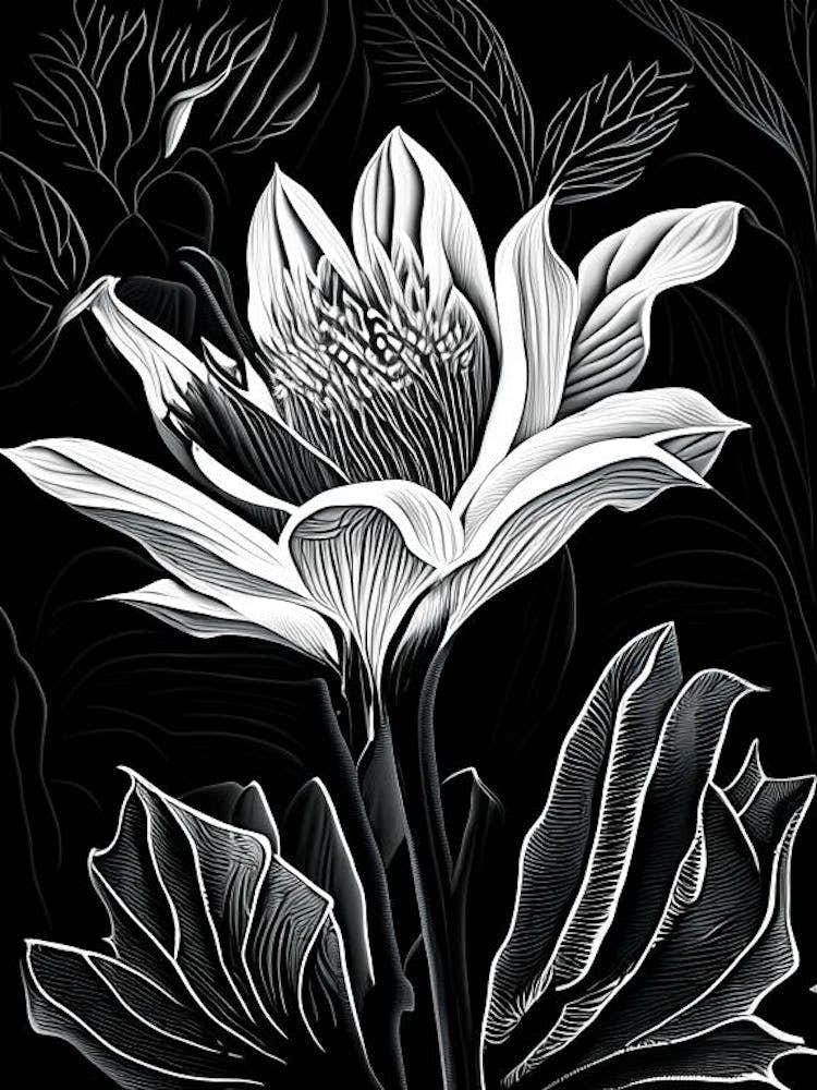 Bloodroot Leaf Linocut 2