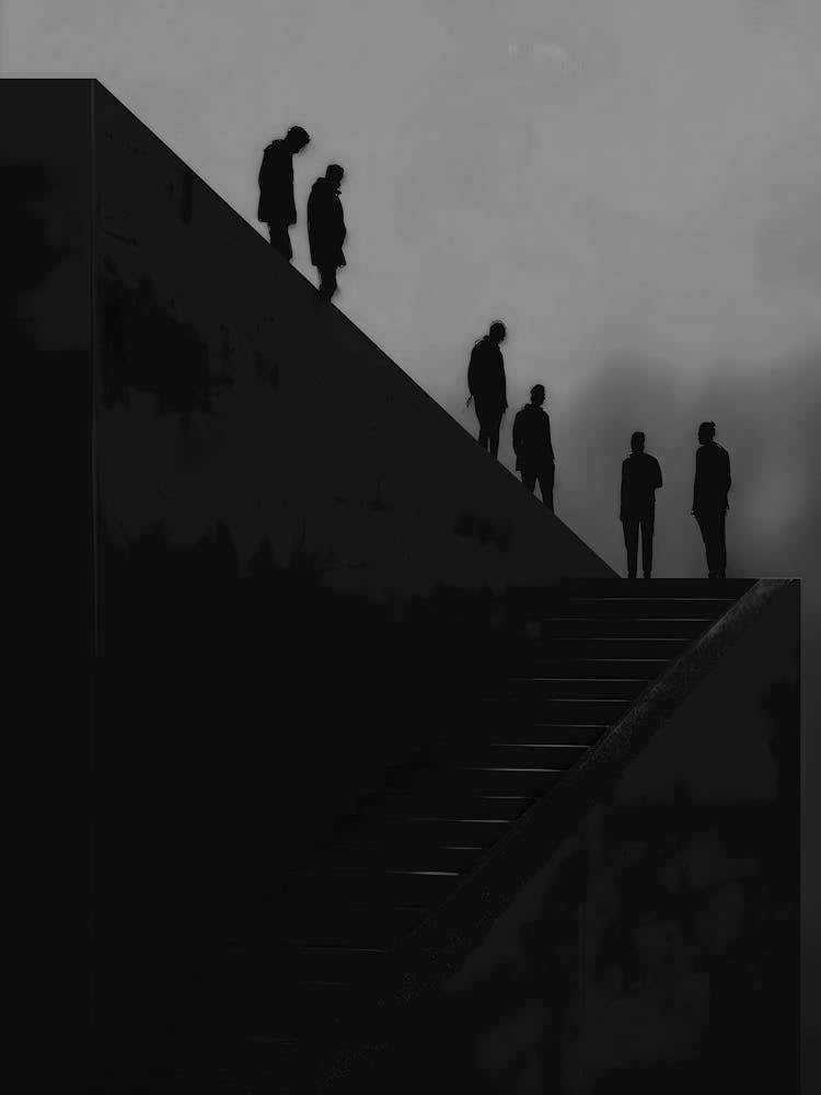 Silhouette Of People On Stairs