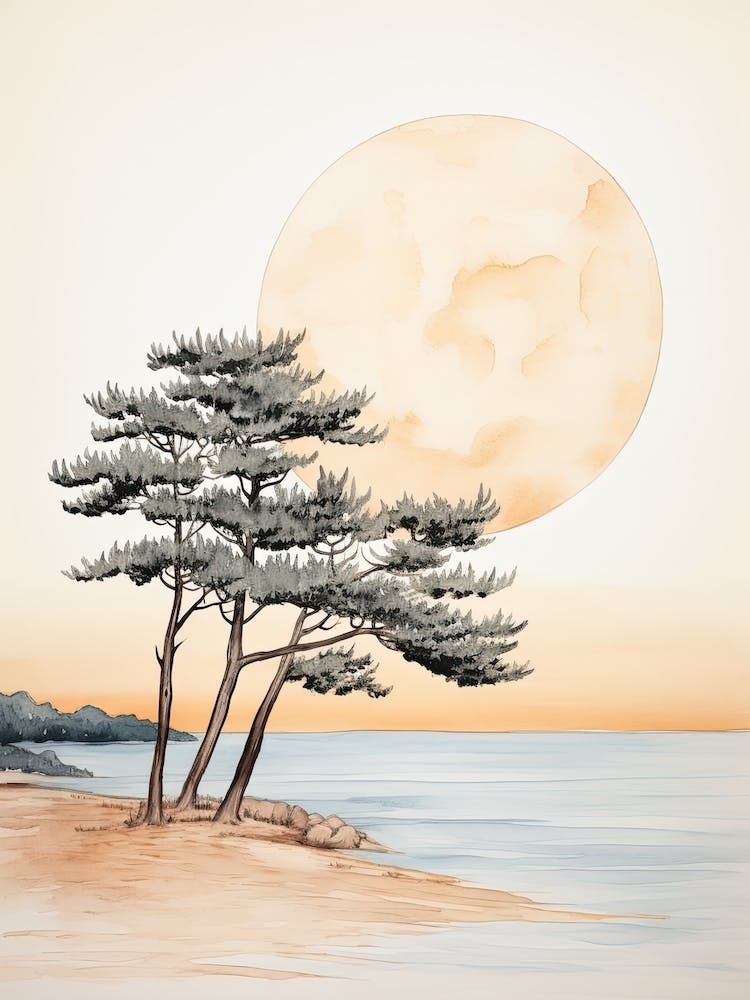 Watercolour Of Zlatni Rat (Golden Horn Beach)   Brac Island Croatia 3