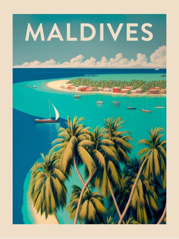 Maldives Vintage Travel Poster