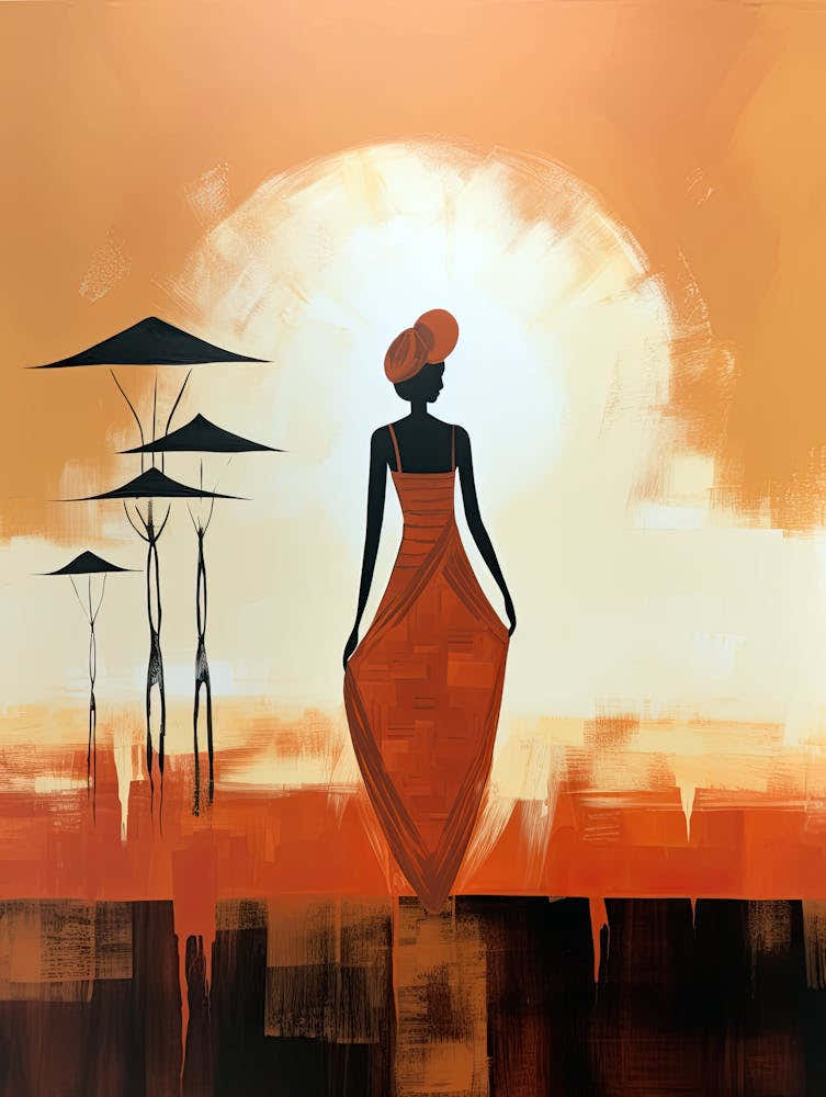 African Woman At Sunset | Boho Style