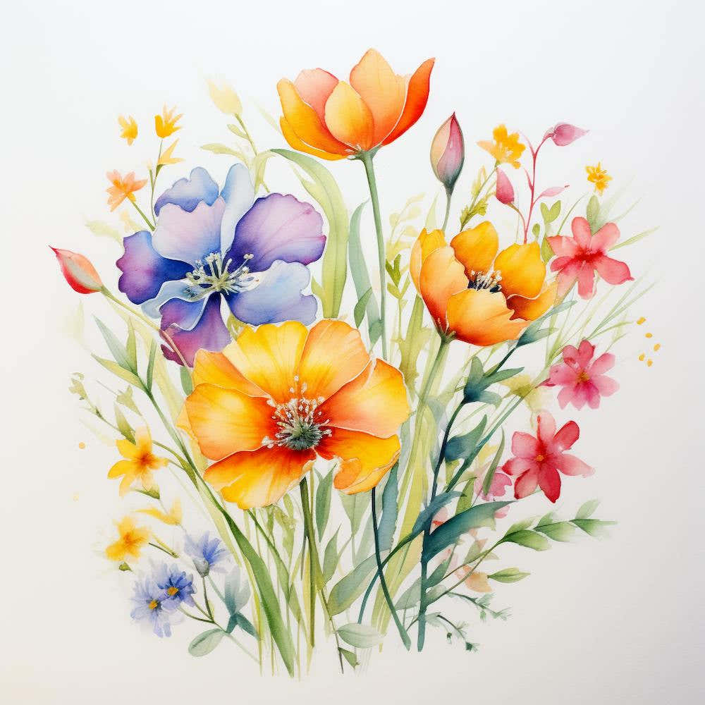 Colorful Watercolor Flowers