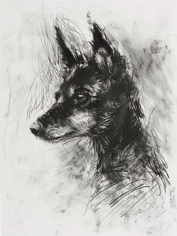 Lundehund Dog Charcoal Line