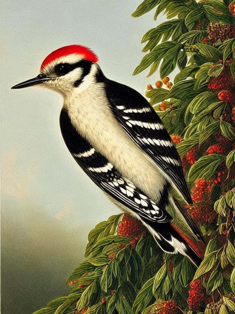 Woodpecker Haeckel Style Vintage Illustration Bird