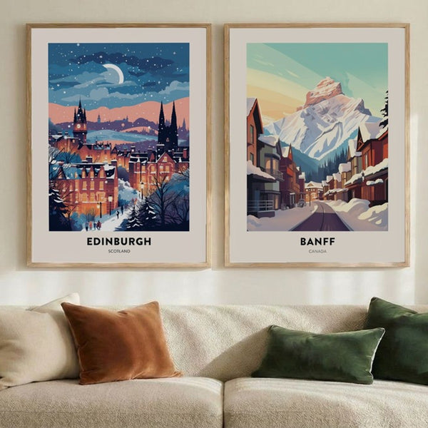 Set of 2 Frosted Mountain City